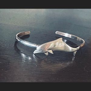 Sterling Silver Dolphin Cuff Bracelet